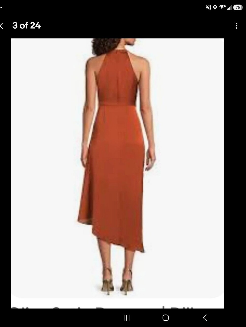 Badgley Mischka Rust Halter Ruffle High-Low Gown - Picture 2 of 16